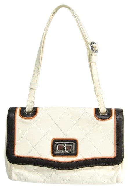Chanel Women's Brown Ivory Leather Shoulder Bag 