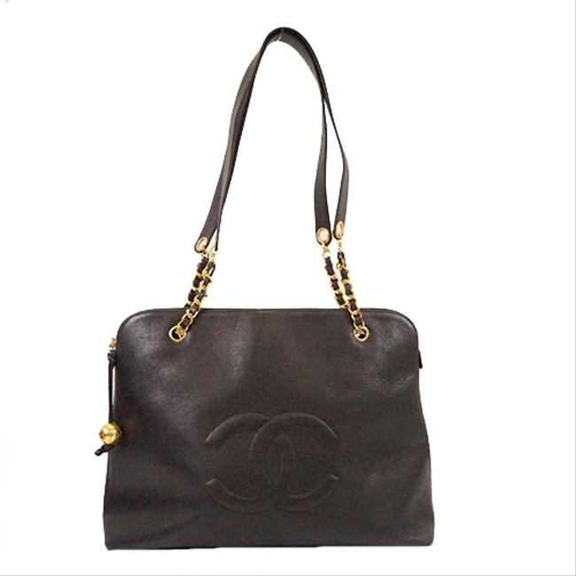 Chanel Women's Skin Gold Hardware Black Caviar Leather Shoulder Bag 