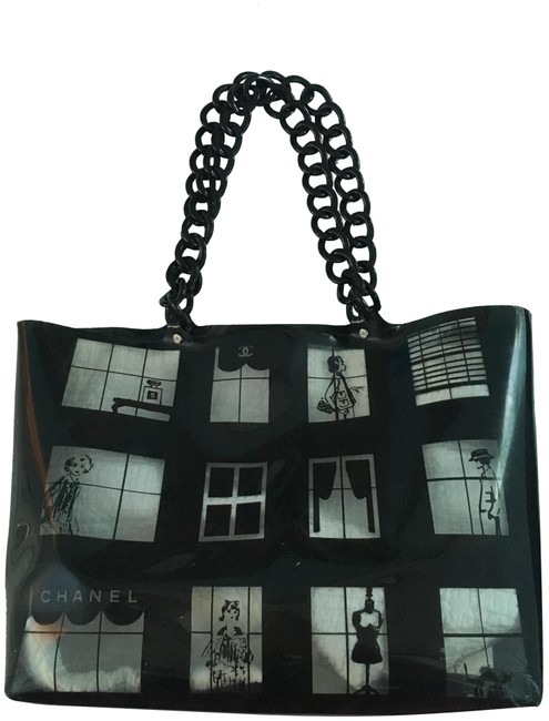 Chanel 12 Window Pane Black and Clear Plastic Tote