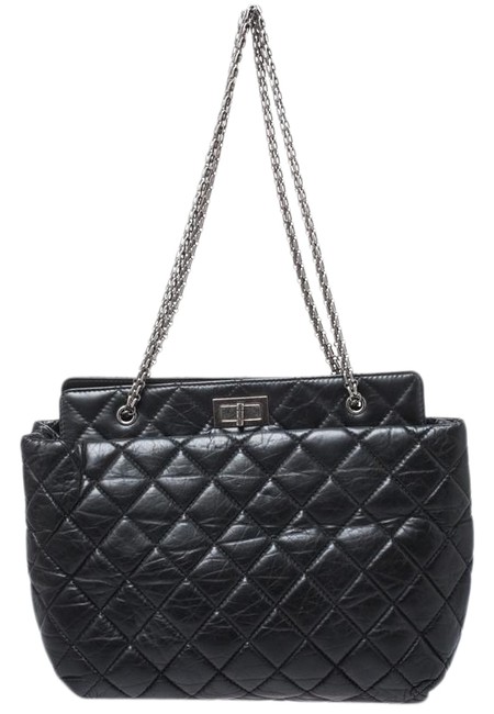 Chanel 2.55 Reissue Quilted Aged Calfskin Large Black Leather Tote