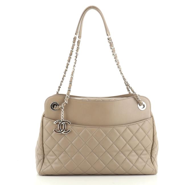 Chanel 7 Quilted Large Neutral Lambskin Leather Tote