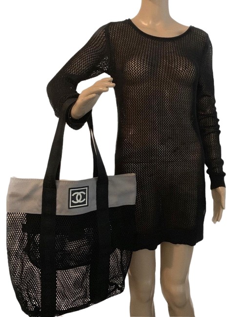 Chanel And Canvas Beach Black Mesh Tote