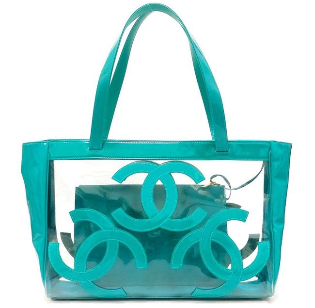 Chanel And Clear Turquoise Pvc Tote