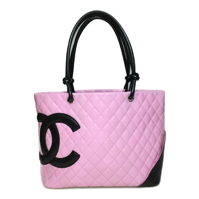 Chanel Bag Cambon Ligne A25169 Large BlackPink Black  Pink Leather Tote