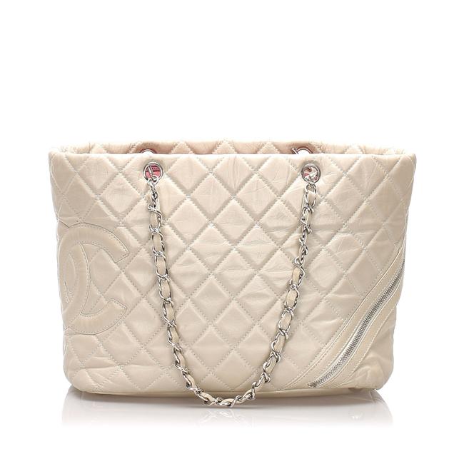 Chanel Bag Cambon Ligne Gray Lambskin Leather Tote