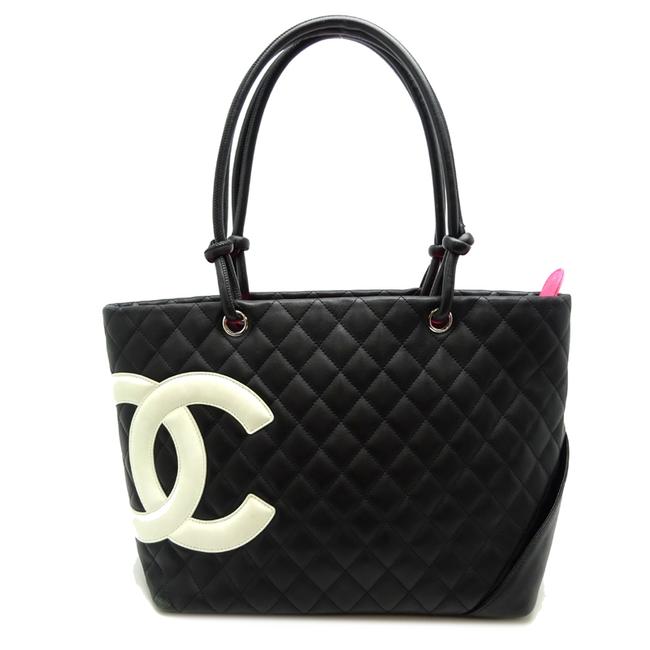 Chanel Bag Cambon Line Ladies Lambskin Dh56569 Black Leather Tote