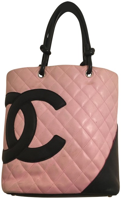 Chanel Bag Cambon Quilted Pink and Black Leather Tote
