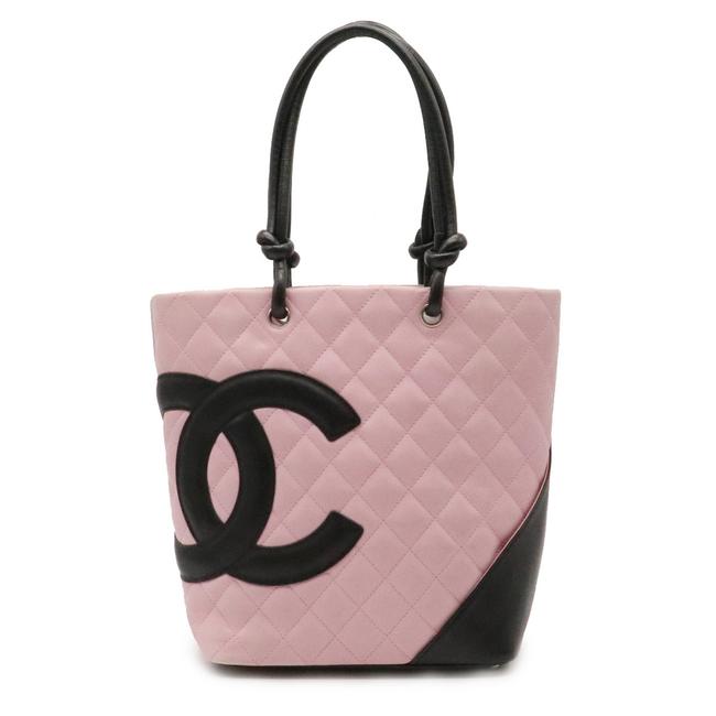Chanel Bag Cambon Seal Line Medium Cocomark Soft Calf A25167 Black  Pink Tote