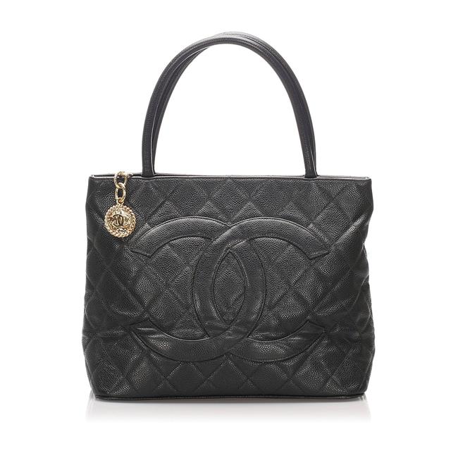 Chanel Bag Caviar Medallion Black Leather Tote