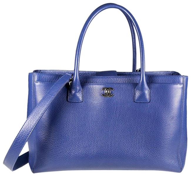 Chanel Bag Cerf Executive Blue Calfskin Leather Tote