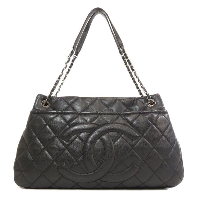 Chanel Bag Chain Skin Womens Black Caviar Leather Tote
