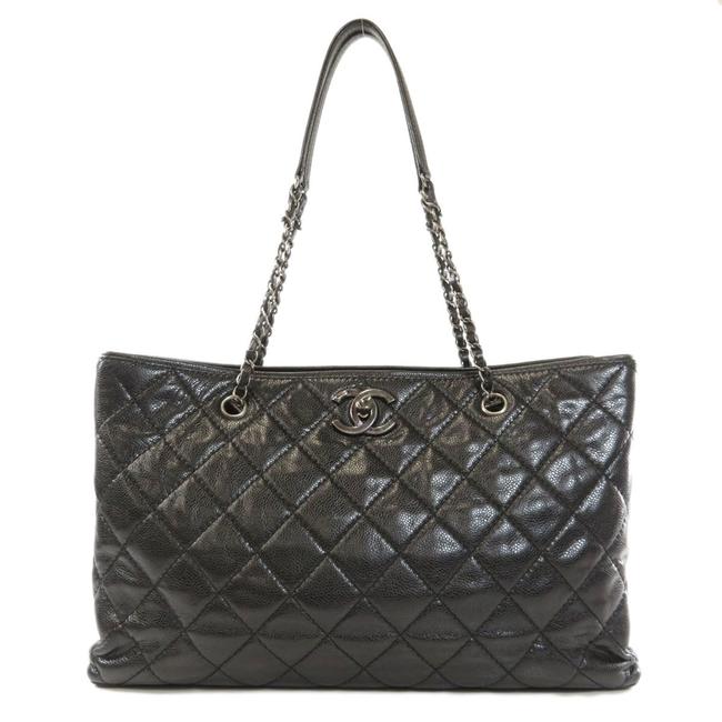 Chanel Bag Chain Soft Caviar Skin Womens Black Tote