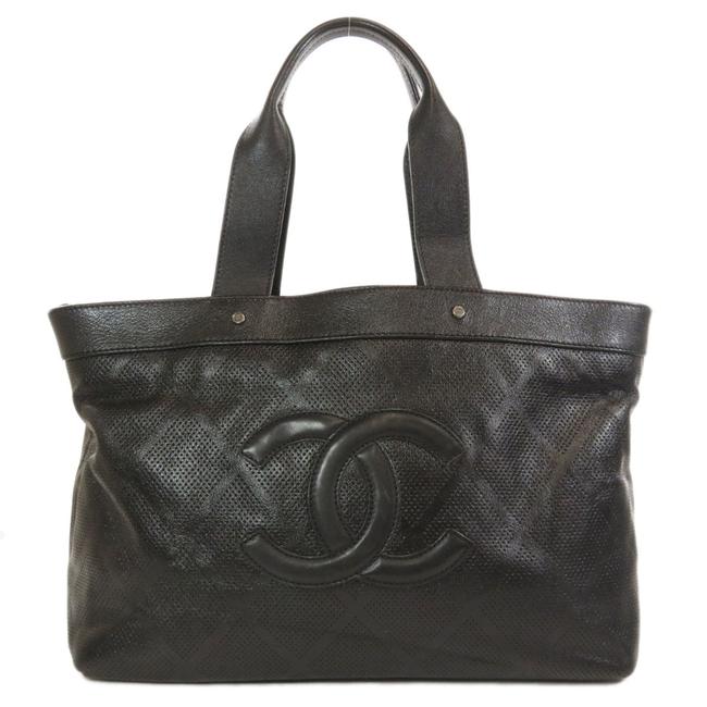 Chanel Bag Coco Ladies Black Leather Tote