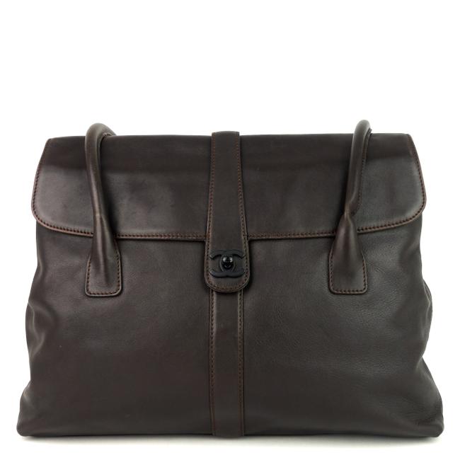 Chanel Bag Coco Mark Brown Leather Tote