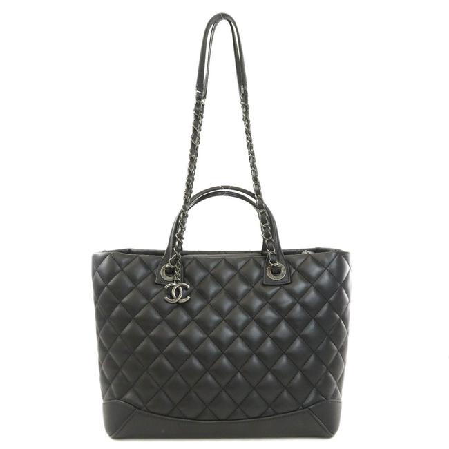 Chanel Bag Cocomark 2way Silver Hardware Lambskin Ladies Black Tote