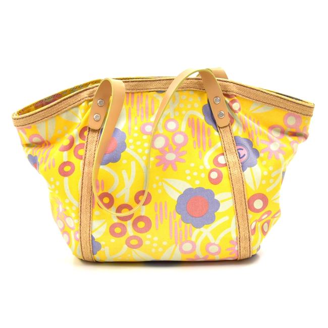 Chanel Bag Cotton Multicolored Floral Yellow Canvas Tote