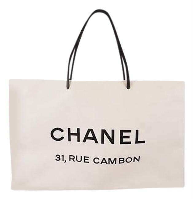 Chanel Bag Essential Silver Hardware White Leather Tote