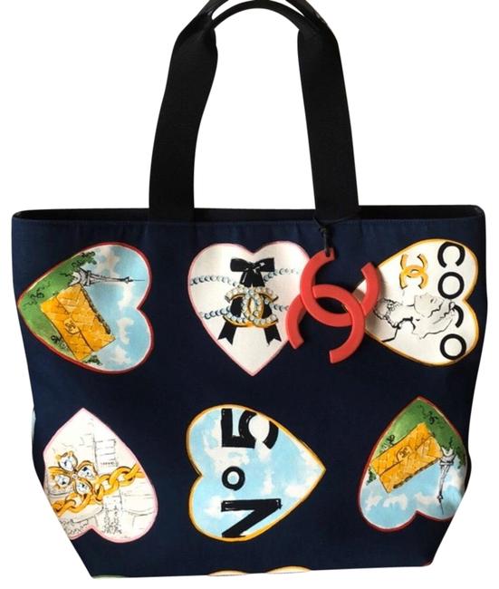 Chanel Bag Hearts Blue Canvas Tote