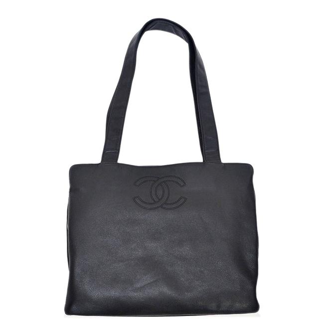 Chanel Bag Lamb Leather Shoulder Ladies Cocomark Lambskin Black Tote