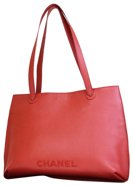 Chanel Bag Logos Shoulder Red Leather Tote