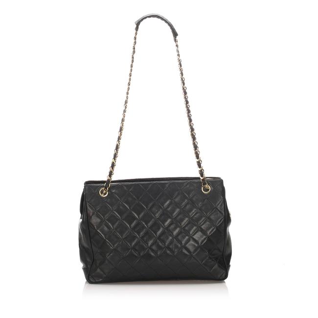 Chanel Bag Matelasse Black Lambskin Leather Tote