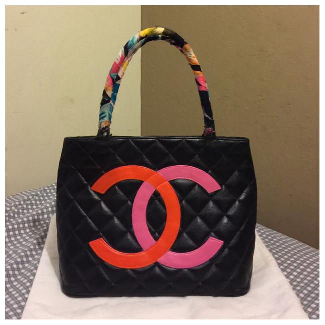 Chanel Bag Medallion Caviar Leather Black Tote