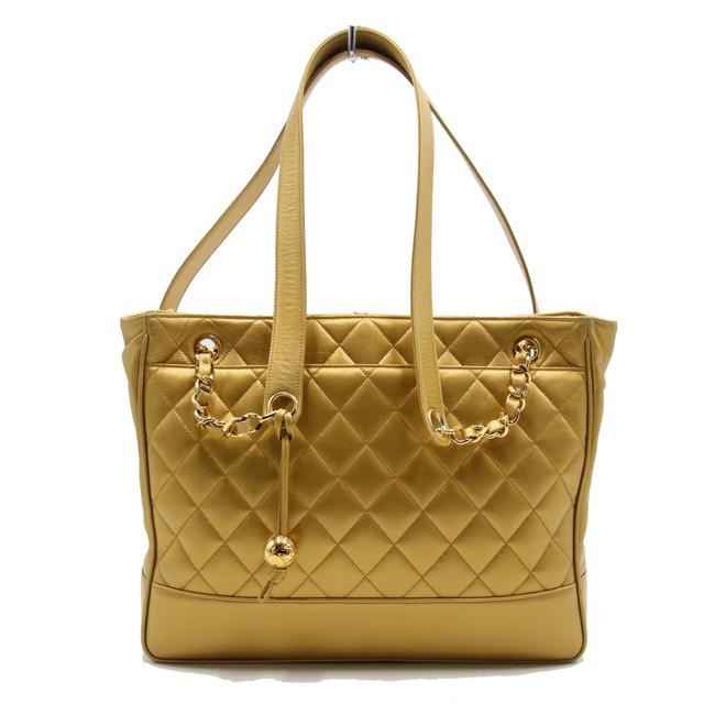 Chanel Bag Shopping Quilted Grand Gold Lambskin Leather Tote
