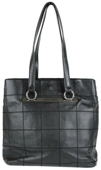 Chanel Bag Square Quilted Black Caviar Leather Tote