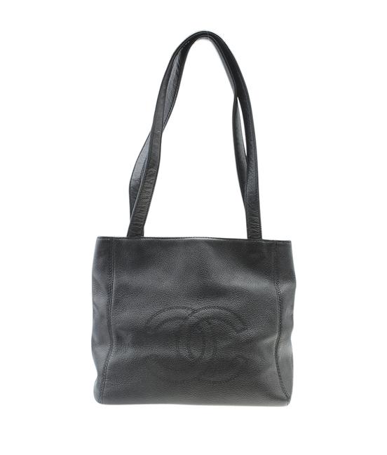 Chanel Bag Vintage Cc Caviar 180446 Black Leather Tote