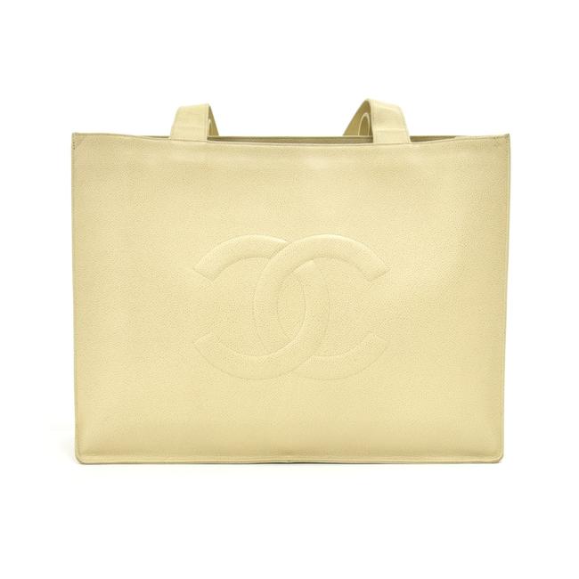 Chanel Bag Vintage Jumbo Xlarge Ivory Caviar White Leather Tote