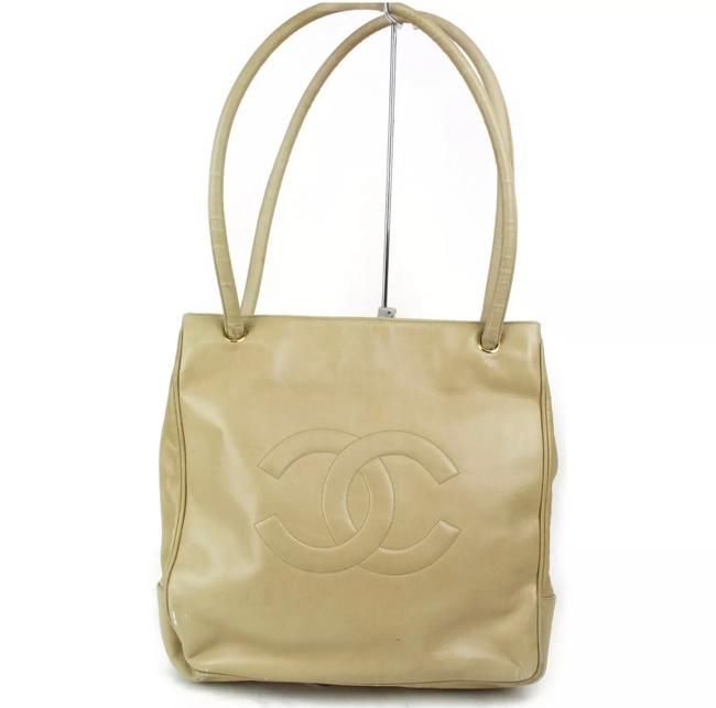 Chanel Bag Vintage Beige Lambskin Leather Tote