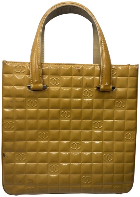 Chanel Bag Vintage Patent Chocolate Bar Tote