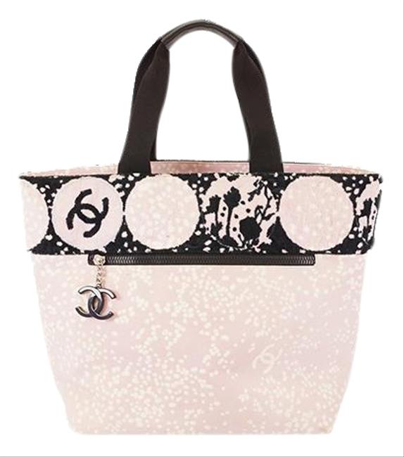 Chanel Bag Womens Black  Pink Canvas Tote