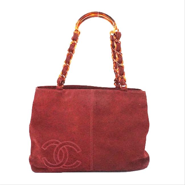 Chanel Bag Womens Bordeaux Suede Tote