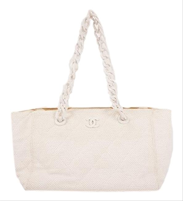 Chanel Bag Womens White Canvas Tote