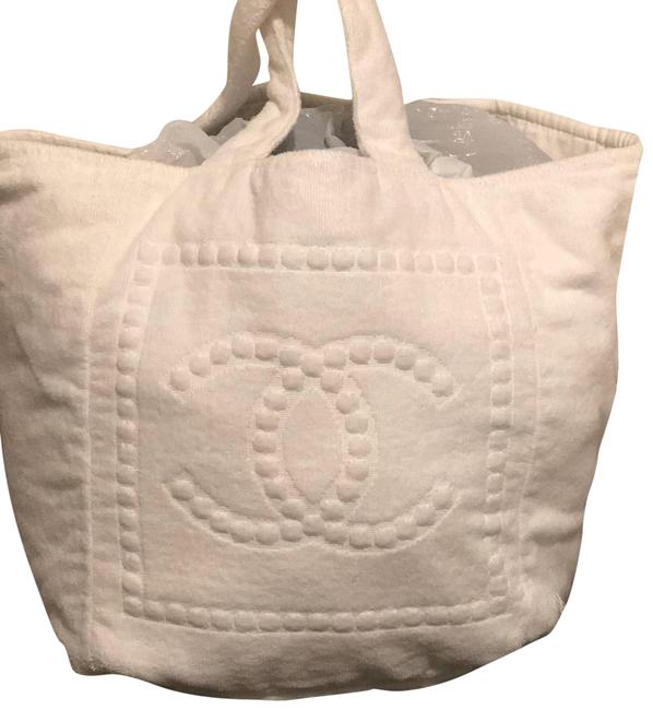 Chanel Beach with Towel White Cotton Tote