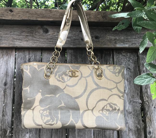 Chanel Beige and Silver Straw Tote
