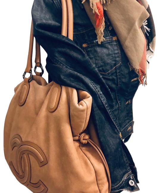 Chanel Beige Lambskin Leather Tote