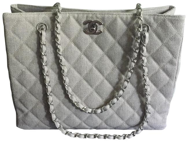 Chanel Bag Beige Leather Canvas Tote