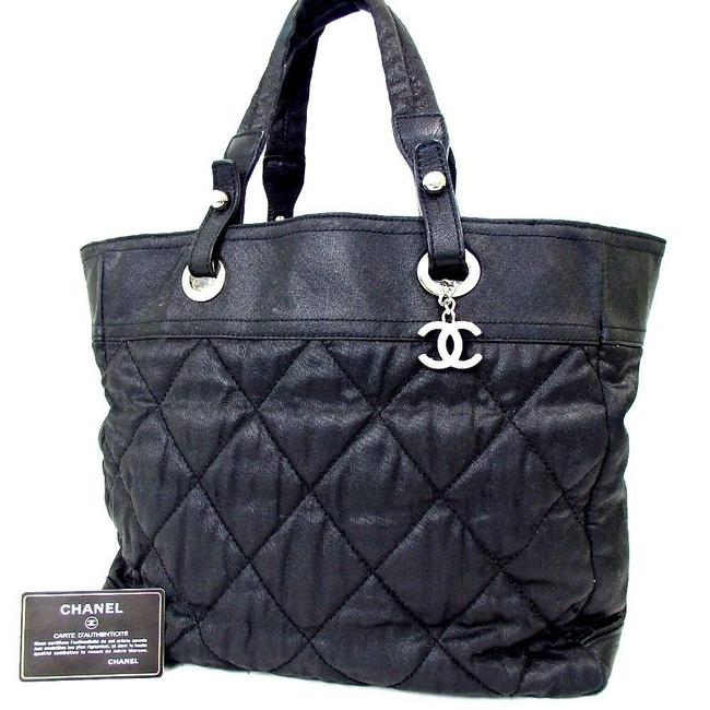 Chanel Biarritz Black Canvas Tote