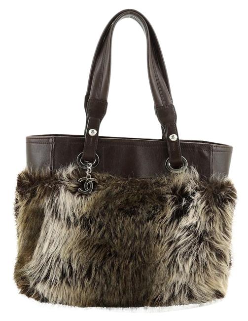 Chanel Biarritz Faux Small Brown Fur Tote