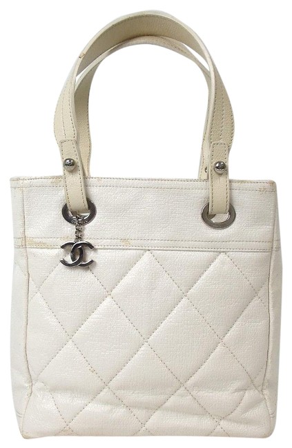 Chanel Biarritz Medium White Canvas Tote