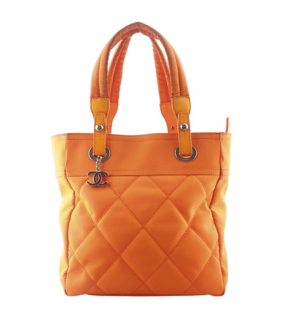 Chanel Biarritz Paris biarritz Quilted 164626 Orange Canvas Tote