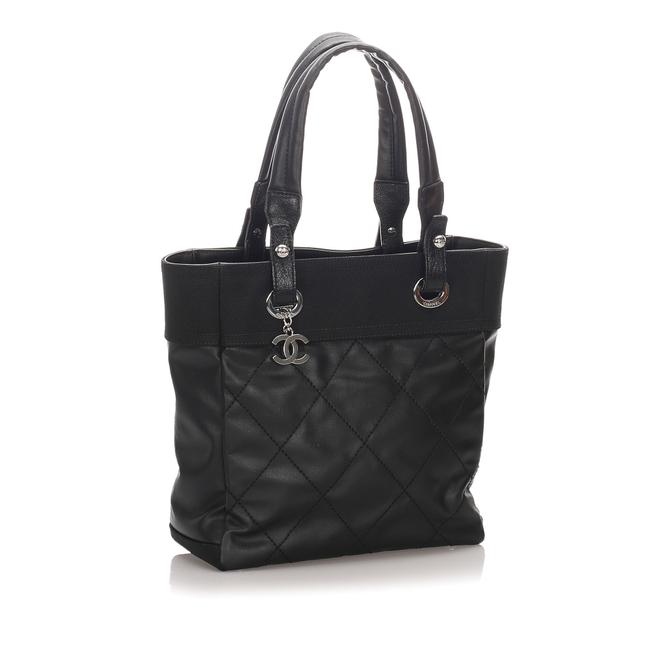 Chanel Biarritz Paris Black Fabric Tote