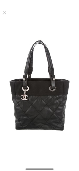 Chanel Biarritz Paris Black Canvas Tote