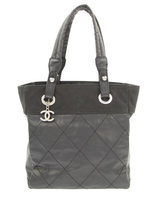 Chanel Biarritz Small Black Canvas Tote
