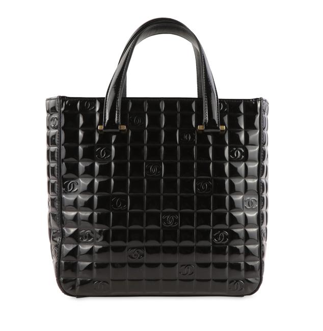 Chanel Black Chocolate Bar Embossed Patent Leather Tote