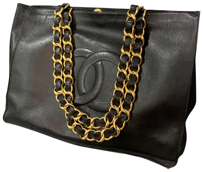 Chanel Black Lambskin Leather Tote