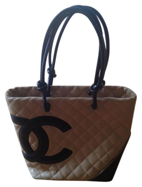 Chanel Bag Black Light Brown Leather Tote