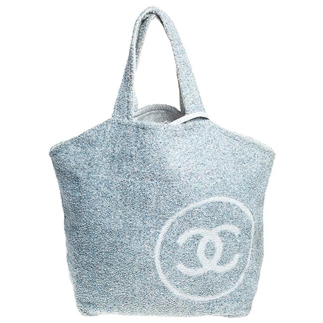 Chanel BlueWhite Beach Blue Tweed Tote